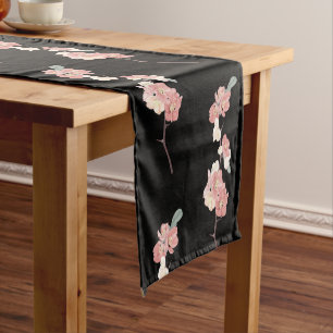 Japanese quince flower short table runner