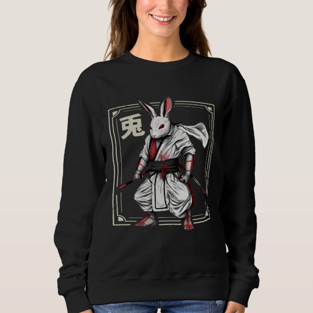 Japanese Rabbit Ninja Retro Bunny Ninja Rabbit Sweatshirt (Front)