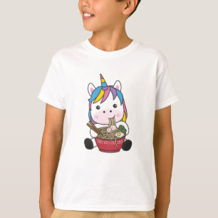 Japanese Rainbow Unicorn Loves Ramen Pasta T-Shirt