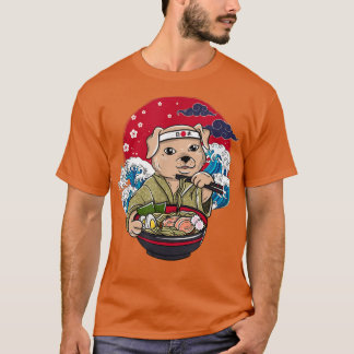 Japanese ramen anime Japan dog waves cherry blosso T-Shirt