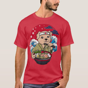 Japanese ramen anime Japan dog waves cherry blosso T-Shirt