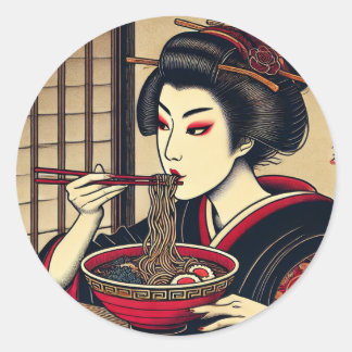 Japanese Ramen Kabuki KImono Ukiyoe Classic Round Sticker