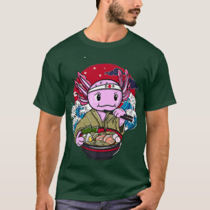 Japanese ramen noodles anime funny Japan aolotl wa T-Shirt