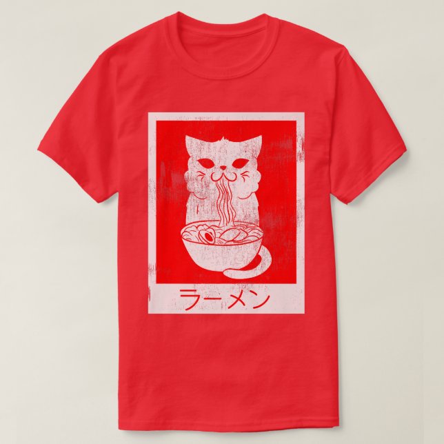 Japanese Ramen S Cat Eating A Bowl Of Noodles 464 T-Shirt (Design Front)