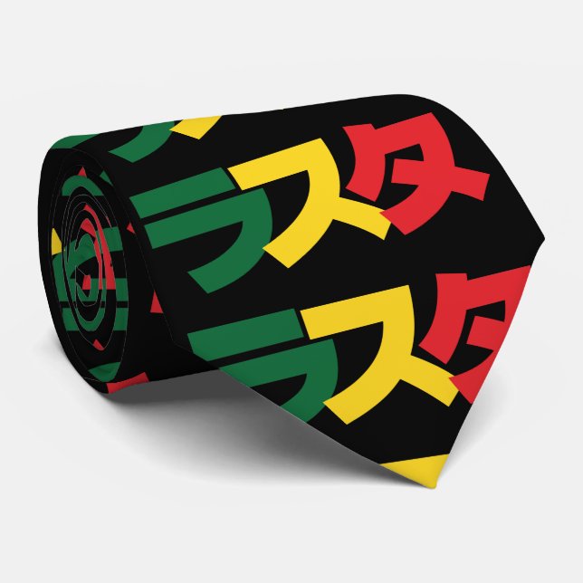 Japanese Rasta ラスタ Green, Gold & Red Tie (Rolled)