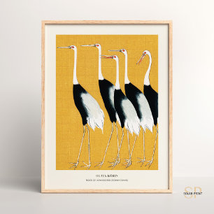 Japanese Red Crown Cranes Flock Ogata Korin  Poster