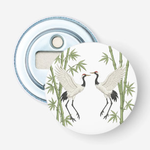 Japanese Red-Crowned Cranes Embroidery Bamboo gift Bottle Opener