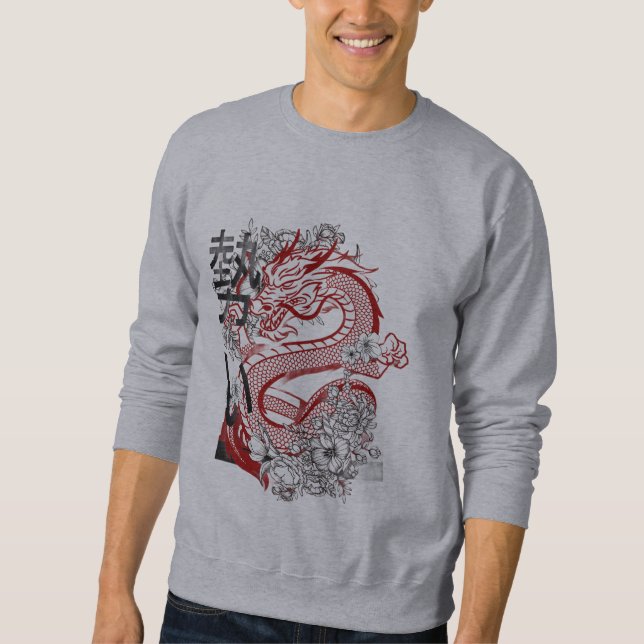 Japanese Red Dragon Men's Sweatshirt  (Front)