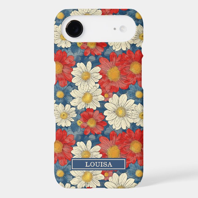 Japanese Red Floral Pattern Monogrammed (Back)