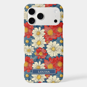 Japanese Red Floral Pattern Monogrammed