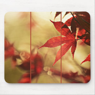 Japanese Red Maple Leaves Autumn Soft Glow Design Mouse Pad