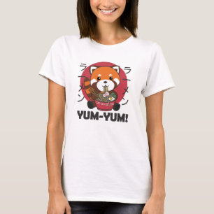 Japanese Red Panda Ramen Kawaii Noodles T-Shirt