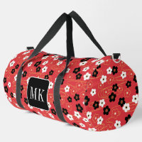 Japanese Red Sakura Blossom Monogram Initials