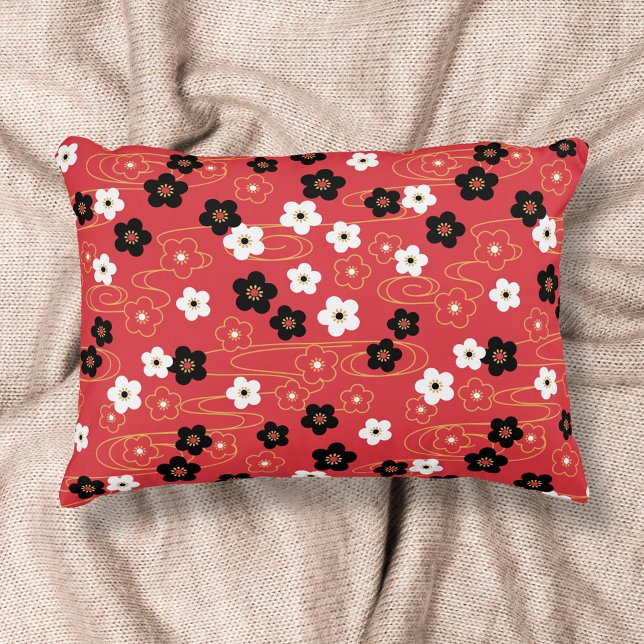 Japanese Red Sakura Cherry Blossom Flowers Decorative Cushion (Creator Uploaded)