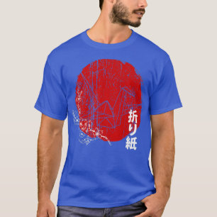 Japanese Red Sun Origami Paper Bird & Sakura Cherr T-Shirt