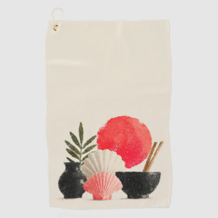 Japanese Red Sun Still Life Golf Towel