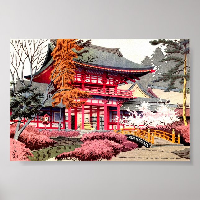 Japanese Red Temple Spring Poster (Front)