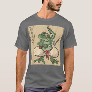 Japanese Retro Art Frog Samurai Katana  T-Shirt