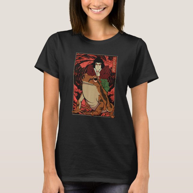 Japanese Retro Artwork Samurai Riding Giant Toad V T-Shirt (Front)