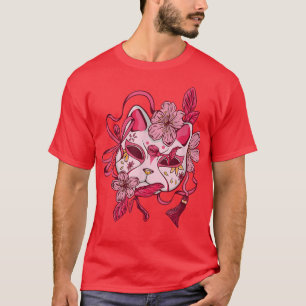 Japanese Retro Geisha Kitsune Fox Mask T-Shirt