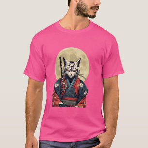 Japanese Retro Samurai Cat Warrior T-Shirt