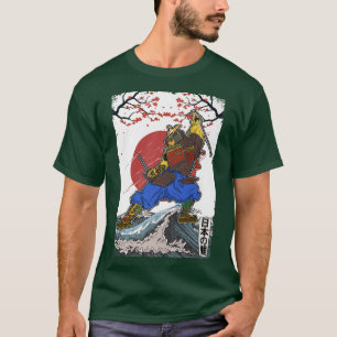 Japanese Retro Samurai Cherry Blossom Vintage Wave T-Shirt