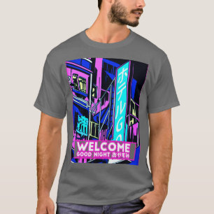 Japanese  Retrowave Outrun City Street Hotel T-Shirt