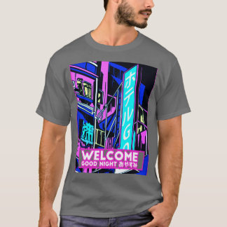 Japanese Retrowave Outrun City Street Hotel T-Shirt