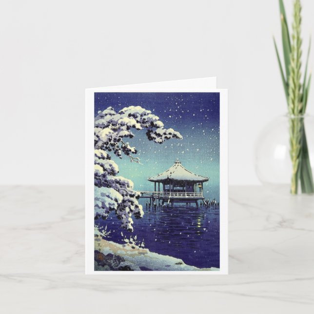Japanese Riverside Winter Scene Card (Front)