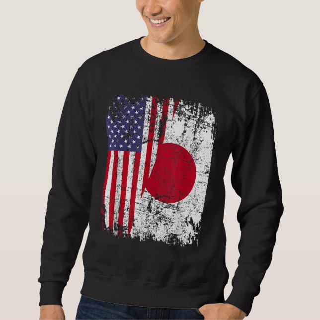 JAPANESE ROOTS Half American Flag JAPAN Sweatshirt (Front)