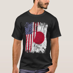 Japanese Roots Half American Flag Japan T-Shirt