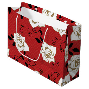 Japanese Rose Flower Design Large Gift Bag