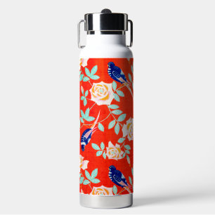 Japanese Rose Flower Design Water Bottle