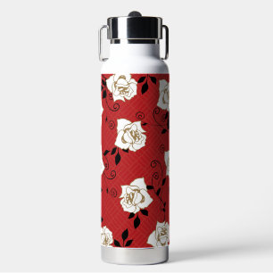 Japanese Rose Flower Design Water Bottle