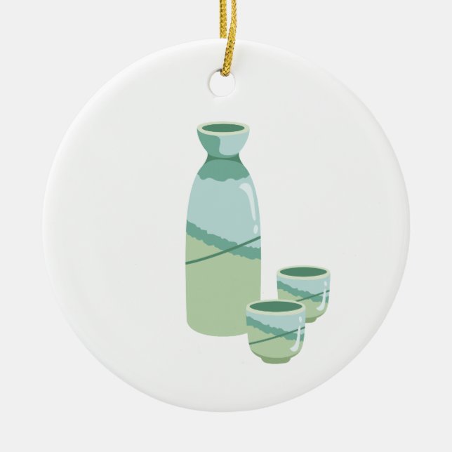 Japanese Sake Ceramic Tree Decoration (Front)