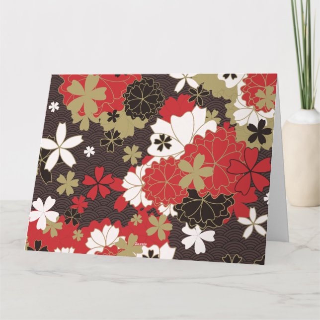 Japanese Sakura Art Elegant Floral Pattern Card (Back)