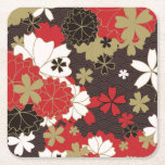 Japanese Sakura Art Vintage Floral Pattern Square Paper Coaster<br><div class="desc">Square paper coaster featuring Japanese sakura seamless art.</div>