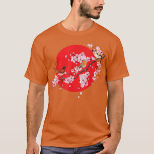 Japanese Sakura Birdwatching Animals Cherry Blosso T-Shirt