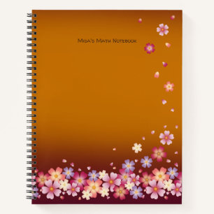 Japanese Sakura Blossoms Gold & Plum Customisable Notebook