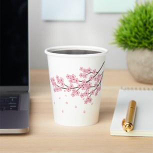 Japanese Sakura Cherry Blossom Branch Paper Cups