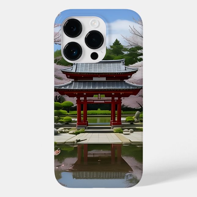 Japanese Sakura Cherry Blossom Garden Shrine Pond Case-Mate iPhone Case (Back)