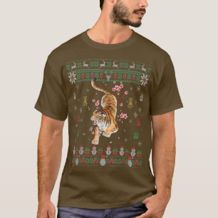 Japanese Sakura Cherry Blossom Tiger Ugly Christma T-Shirt