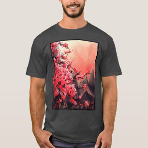 Japanese Sakura Cherry Blossom Woodblock Art Print T-Shirt