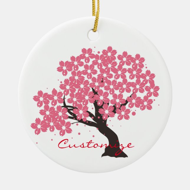 Japanese Sakura Cherry Blossoms Thunder_Cove Ceramic Tree Decoration (Front)
