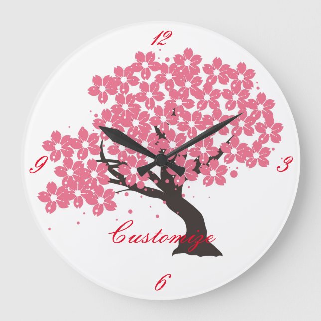Japanese Sakura Cherry Blossoms Thunder_Cove Large Clock (Front)