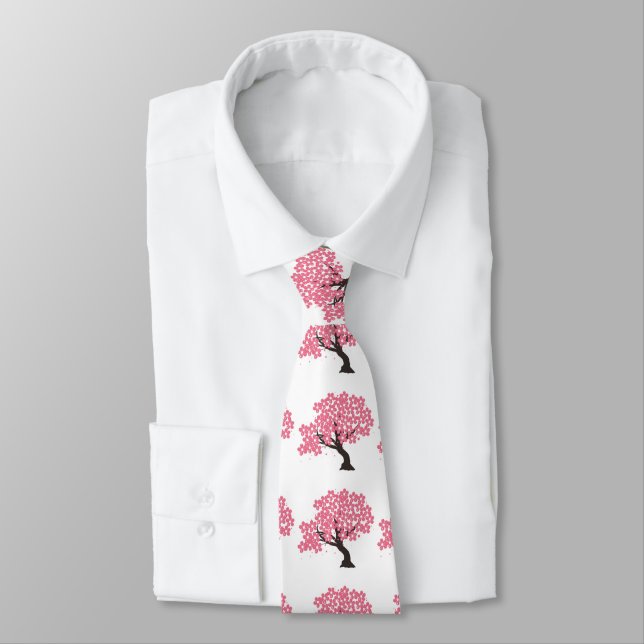 Japanese Sakura Cherry Blossoms Thunder_Cove Tie (Tied)