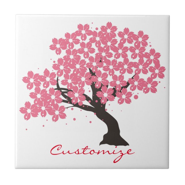 Japanese Sakura Cherry Blossoms Thunder_Cove Tile (Front)