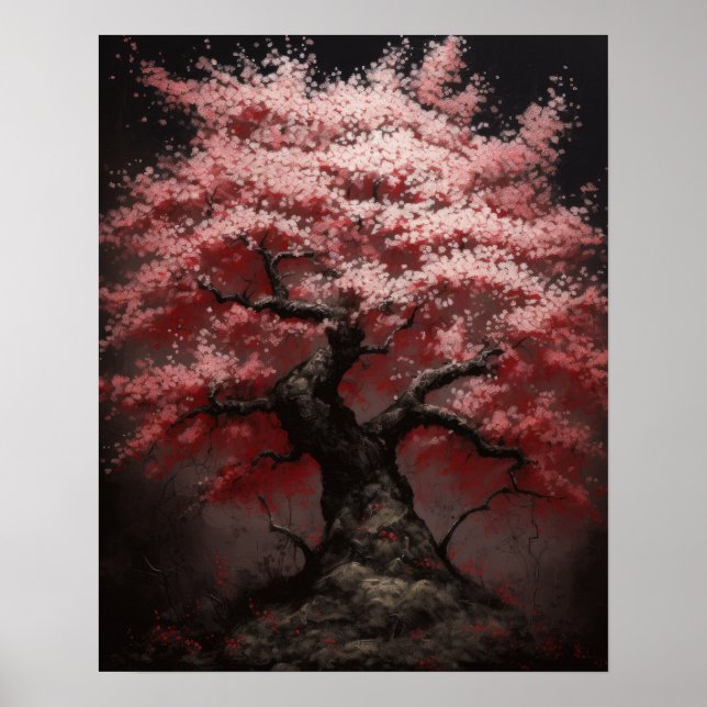 Japanese Sakura Cherry Tree Art Print Poster (Front)