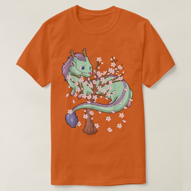 Japanese Sakura Dragon Cherry Blossom Sakura Flowe T-Shirt (Design Front)