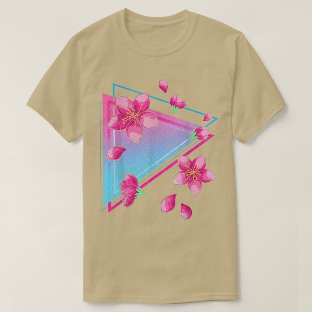 Japanese Sakura Flower Vaporwave Aesthetic Cherry  T-Shirt (Design Front)